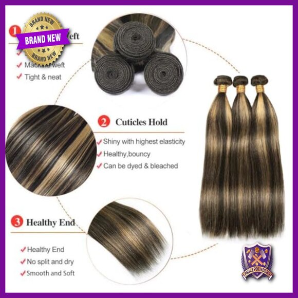 Brazilian Virgin Human Hair Bundles 3 Pack Straight Extensions 8-30 Inch main image 5
